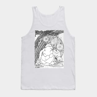 Bunny Nursery Rhyme Series-Rain, Rain, Go Away b&w Tank Top